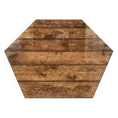 Placă de protecție hexagonală pentru sobă cu model de scândură de lemn cu inele