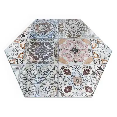 Placă de protecție pentru șemineu cu formă hexagonală și model mozaic
