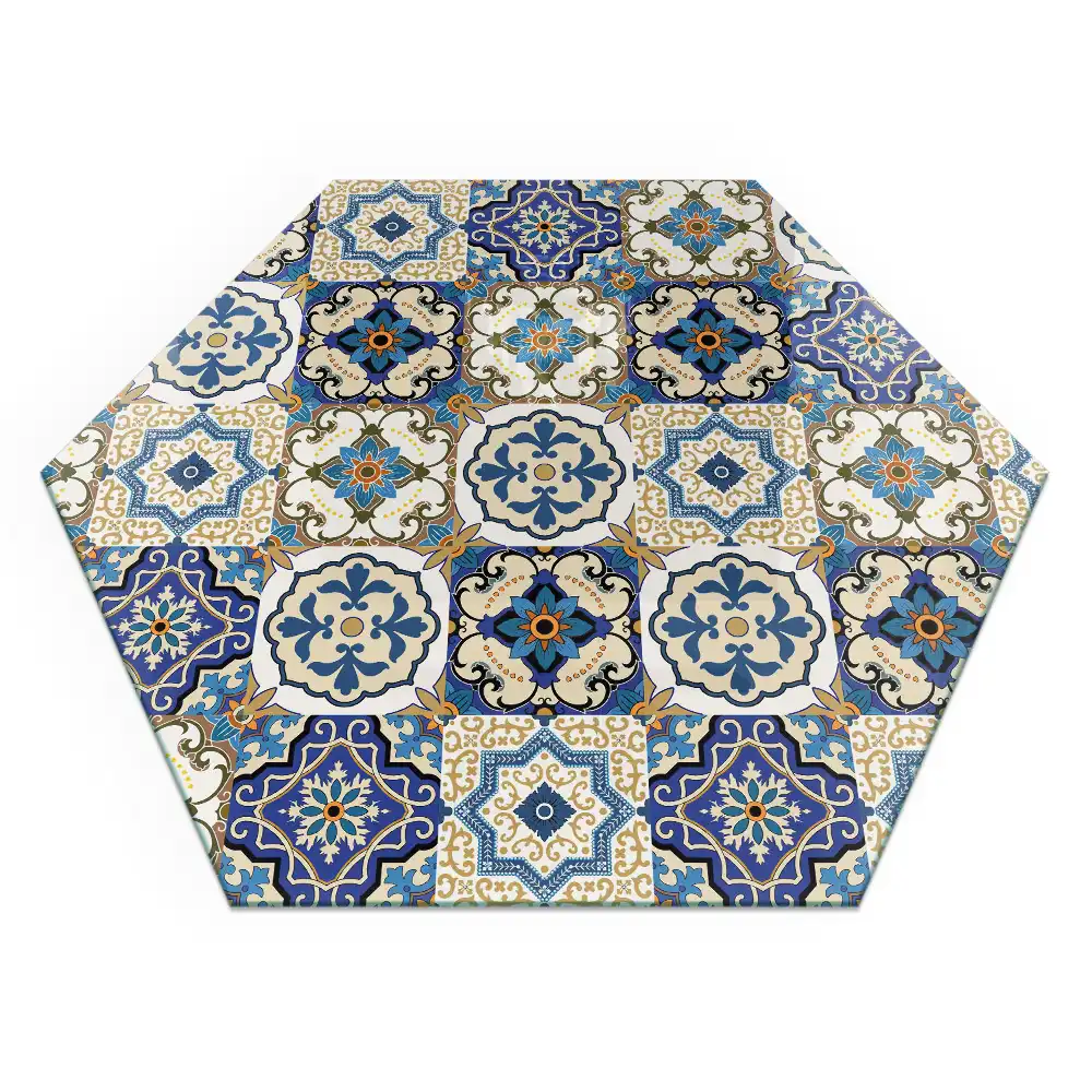 Protecție hexagonală pentru sobă cu model de mozaic floral