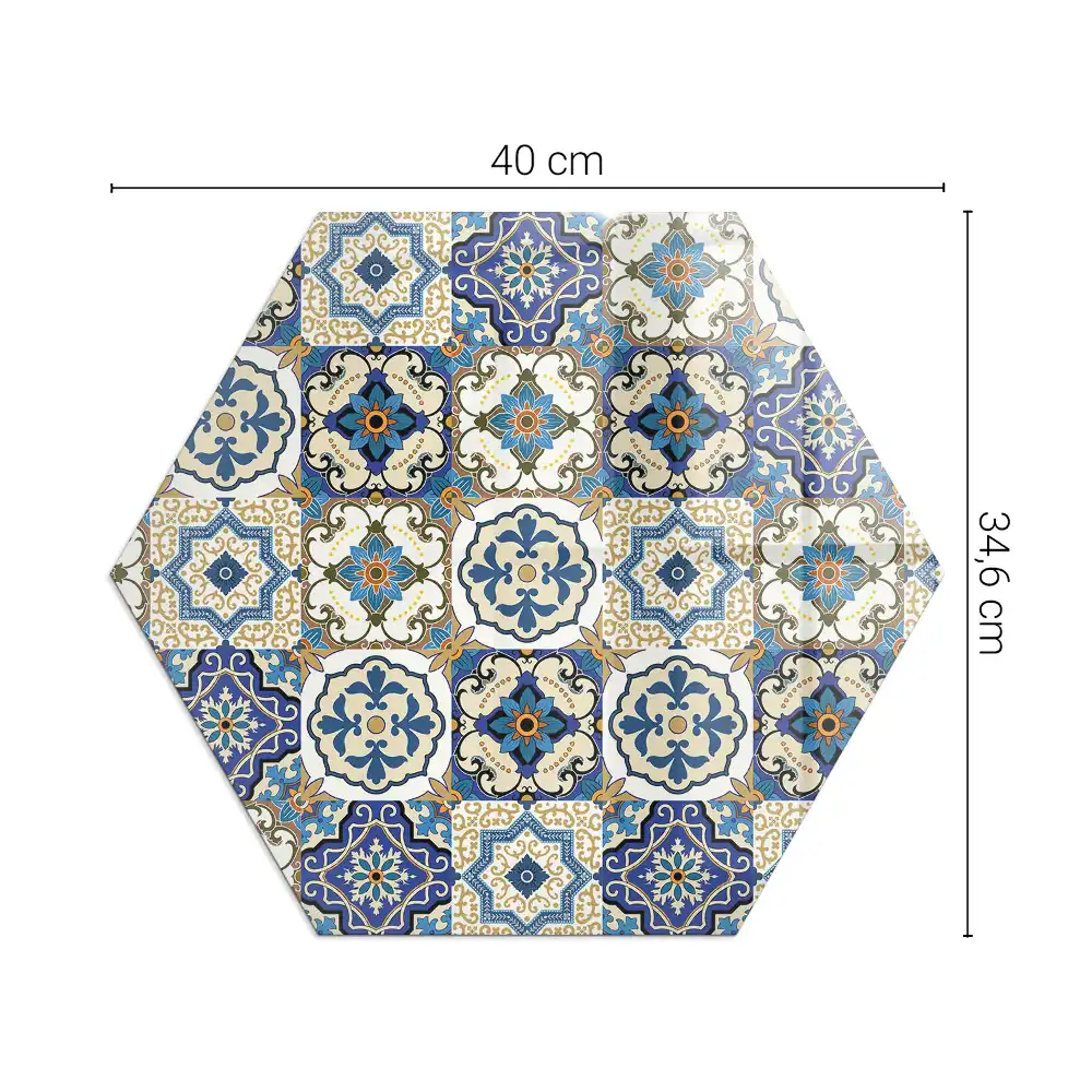 Protecție hexagonală pentru sobă cu model de mozaic floral
