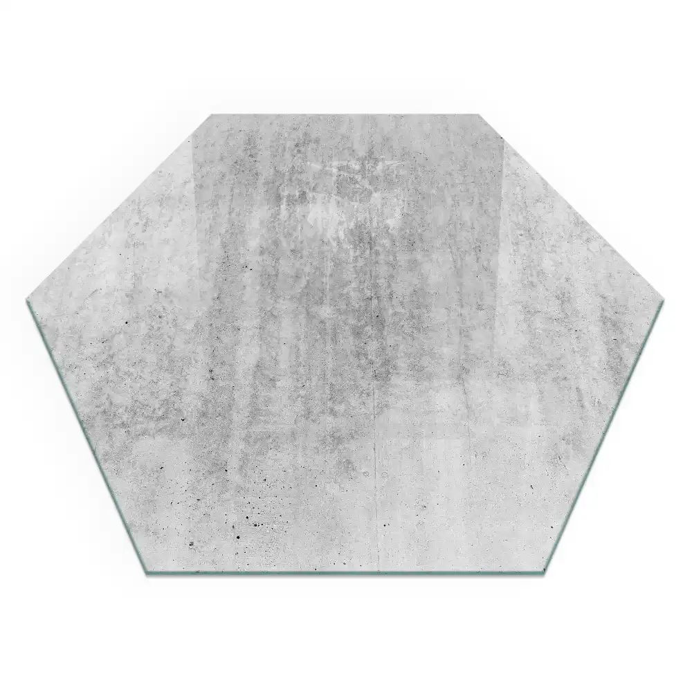 Placă hexagonală de protecție sub sobă cu aspect de beton brut