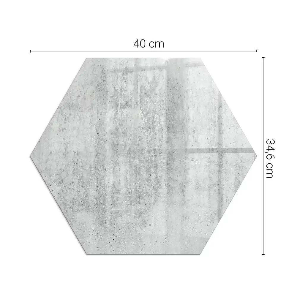 Placă hexagonală de protecție sub sobă cu aspect de beton brut