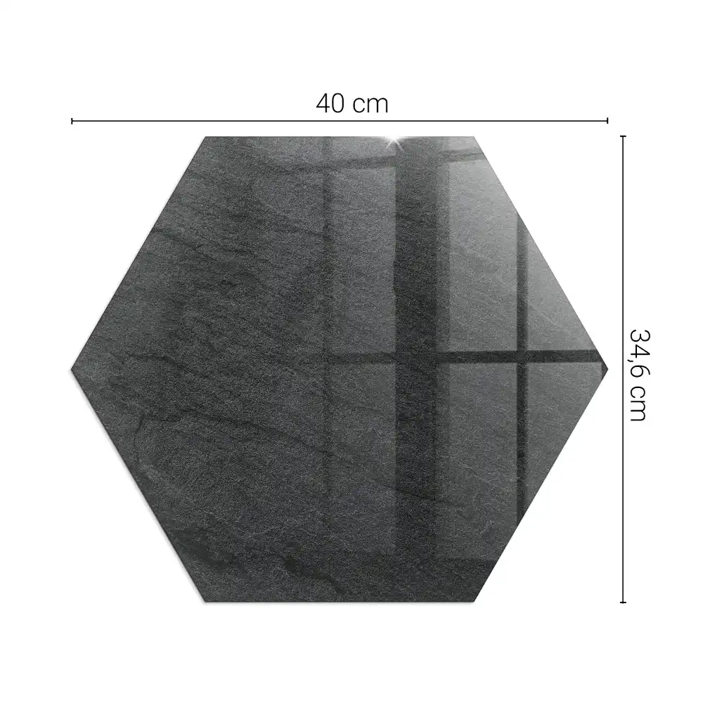 Placă hexagonală de protecție pentru șemineu cu textură de piatră