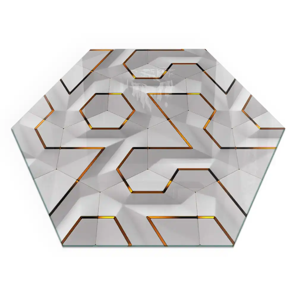 Protecție sub sobă hexagonală cu model geometric 3D