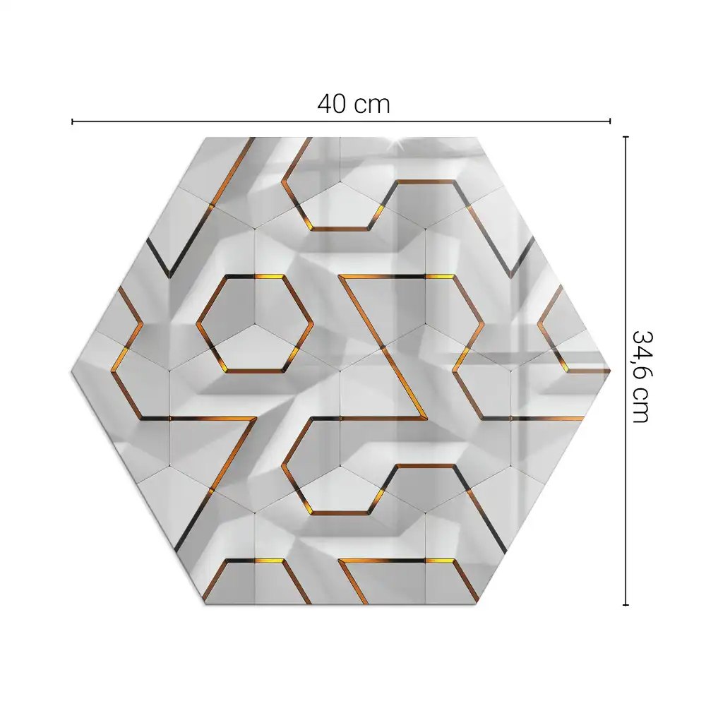Protecție sub sobă hexagonală cu model geometric 3D