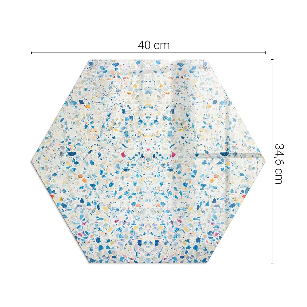 Placă de protecție pentru șemineu hexagonală cu model abstract