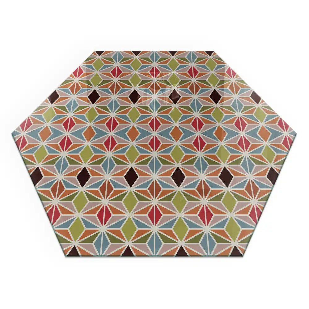 Placă de protecție pentru sobă cu model hexagonal și design poligonal în rețea