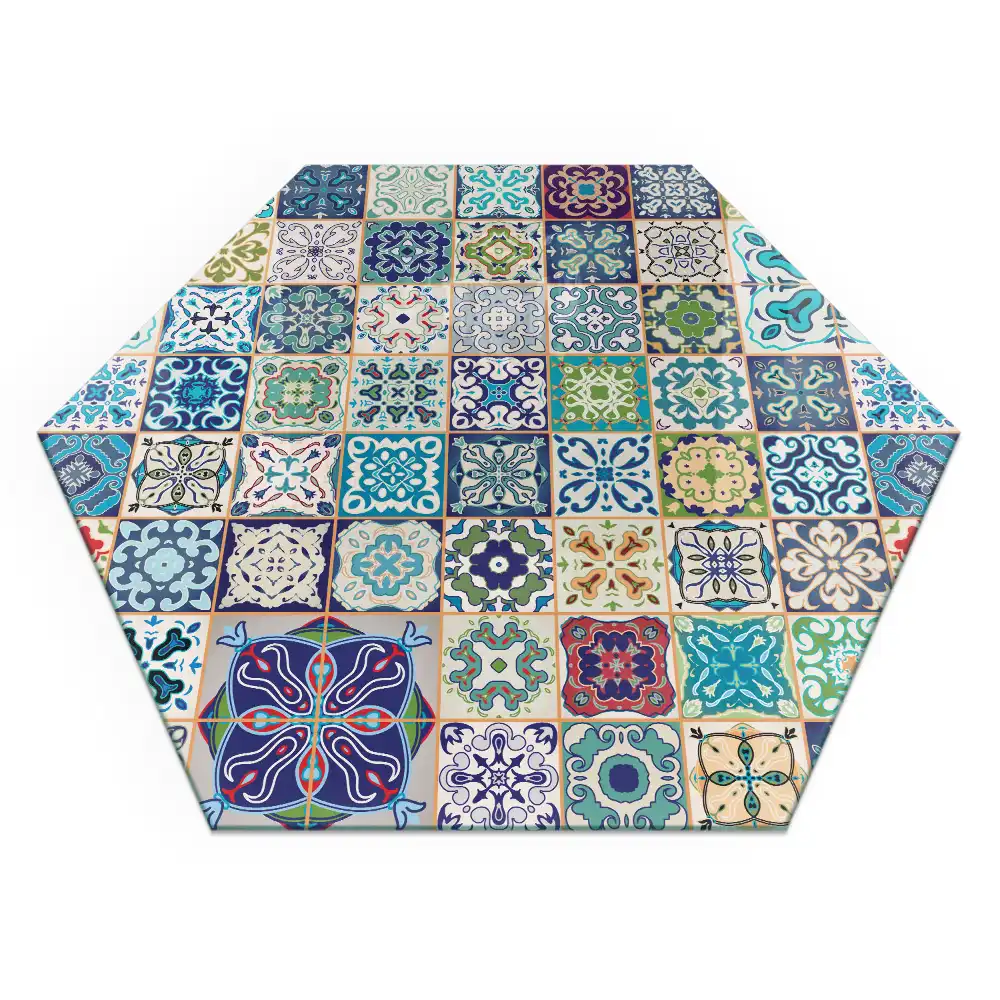 Placă de protecție pentru sobă cu model hexagonal de mozaic
