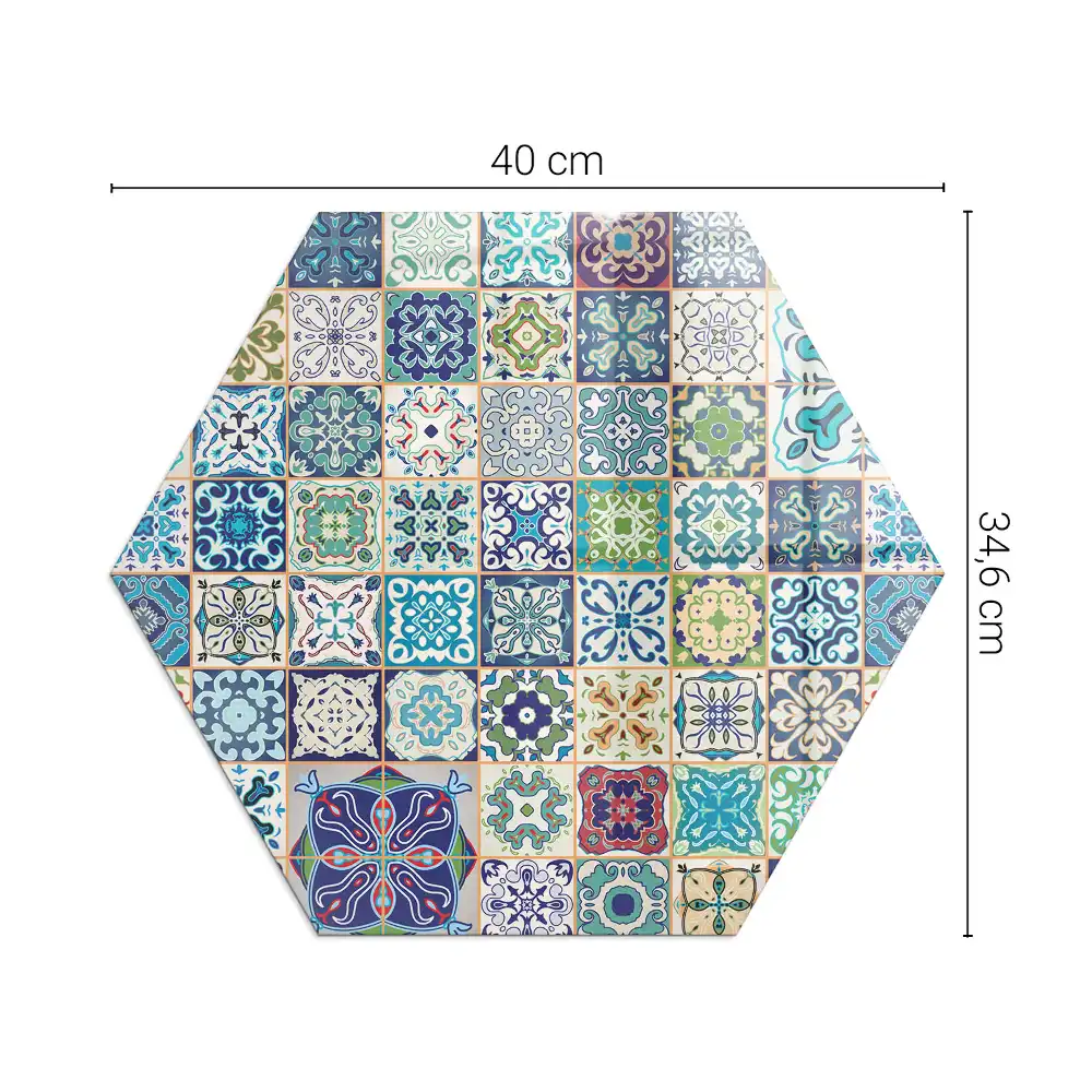 Placă de protecție pentru sobă cu model hexagonal de mozaic