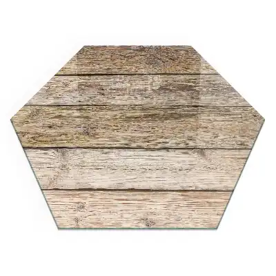 Placă hexagonală de protecție sub șemineu cu model de scânduri din lemn natural