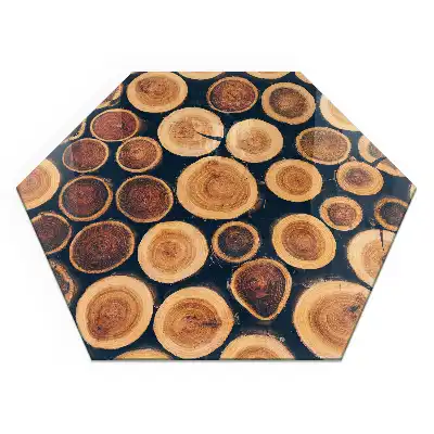 Placă hexagonală de protecție pentru șemineu cu decor de lemne tăiate