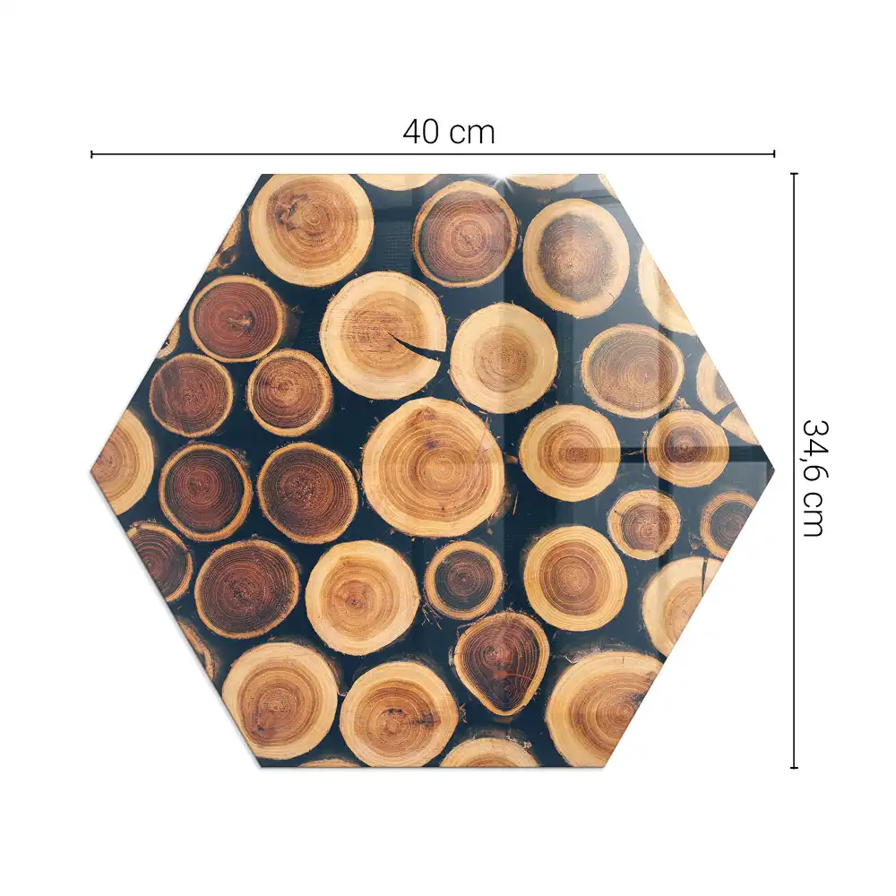 Placă hexagonală de protecție pentru șemineu cu decor de lemne tăiate