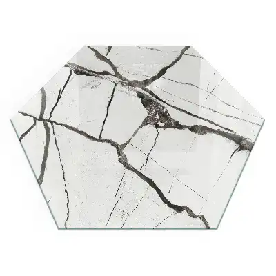 Placă de protecție hexagonală pentru șemineu cu model de nervuri de marmură