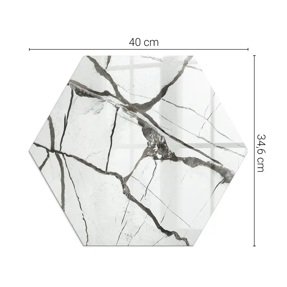 Placă de protecție hexagonală pentru șemineu cu model de nervuri de marmură