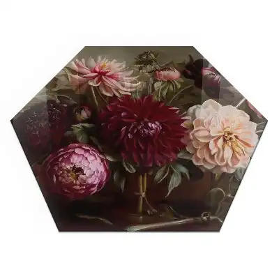 Placă de protecție sub sobă hexagonală cu model buchet de flori