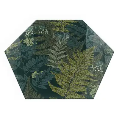Placă de protecție hexagonală pentru șemineu cu motive vegetale și fluturi