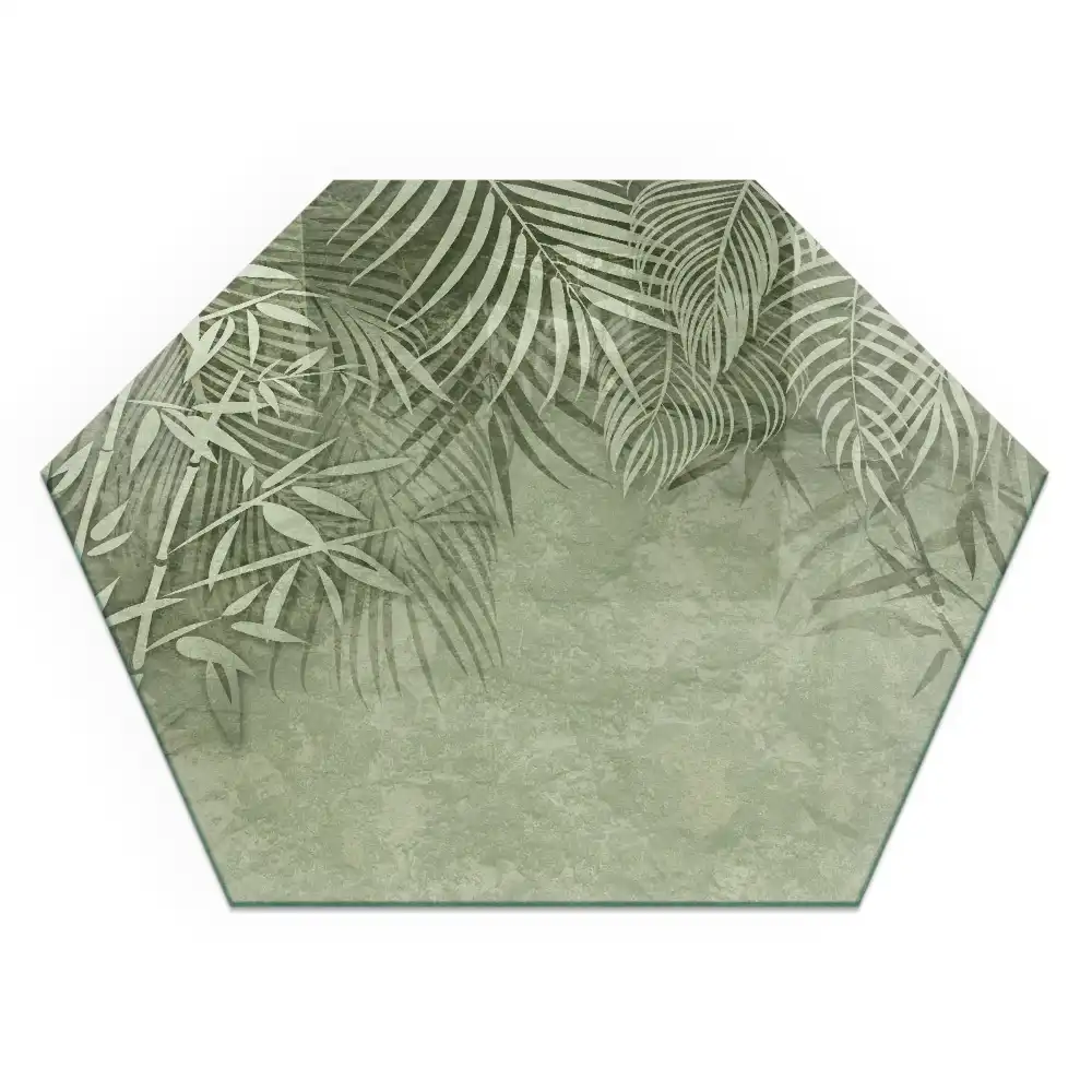 Protecție hexagonală pentru sobă cu model de frunze tropicale