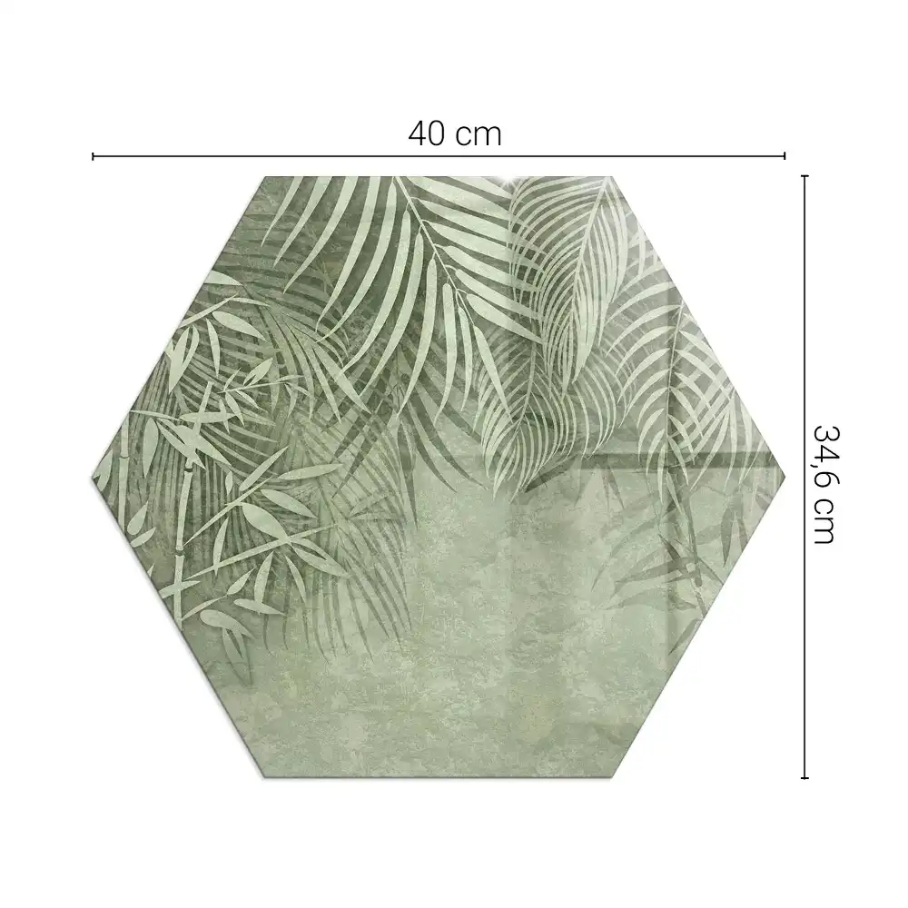 Protecție hexagonală pentru sobă cu model de frunze tropicale