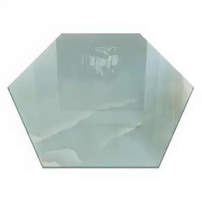 Placă de protecție hexagonală sub sobă cu model de marmură