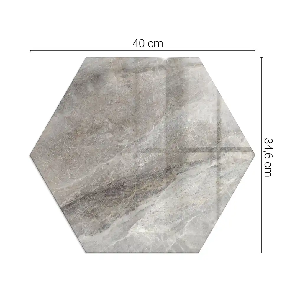 Placă de protecție pentru sobă hexagonală cu aspect de piatră naturală