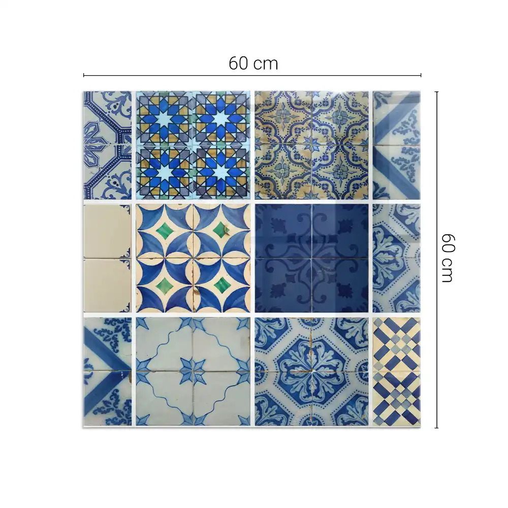 Sticlă pătrată pentru șemineu cu model din plăci ceramice