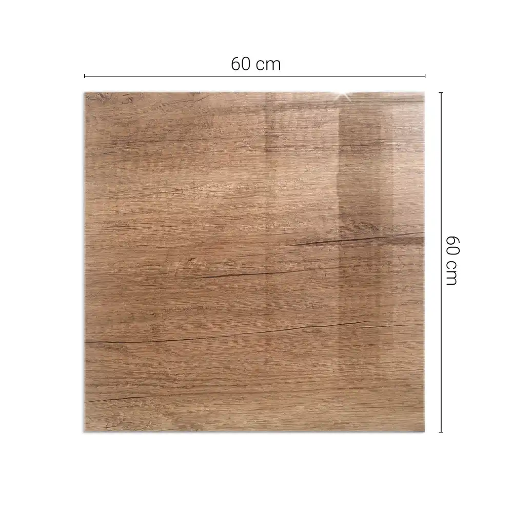 Placă de sticlă pătrată pentru șemineu cu model de lemn natural