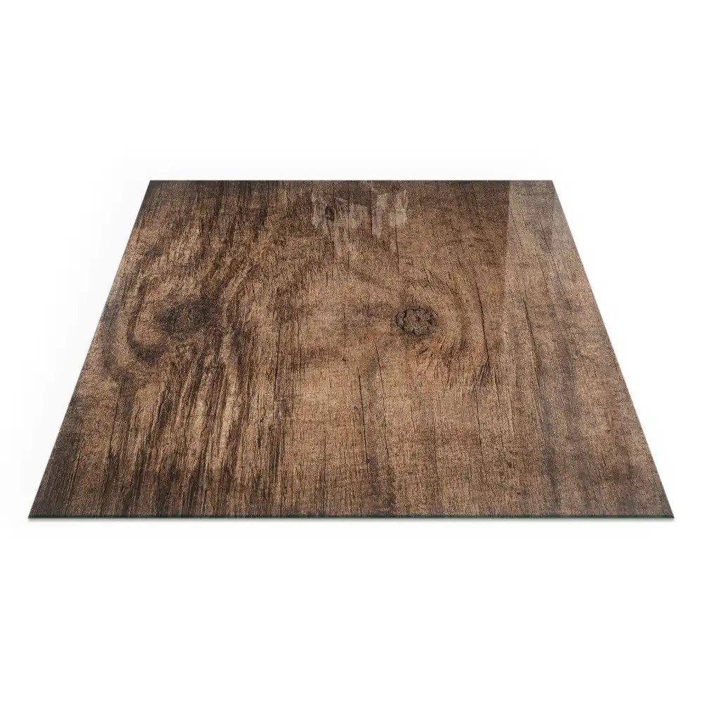 Placă de protecție pătrată pentru sobă cu aspect de lemn natural