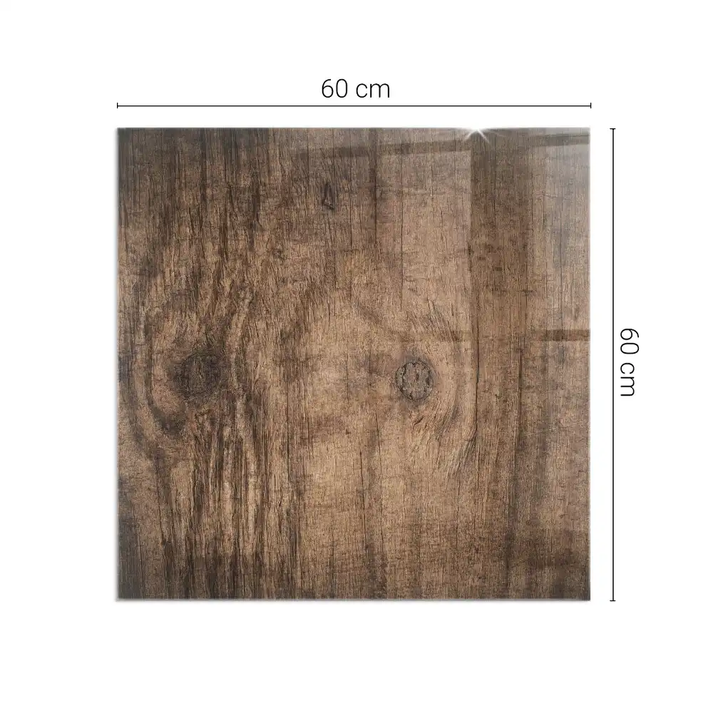 Placă de protecție pătrată pentru sobă cu aspect de lemn natural