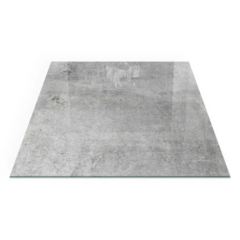 Placă de sticlă pătrată pentru șemineu cu textură de beton brut