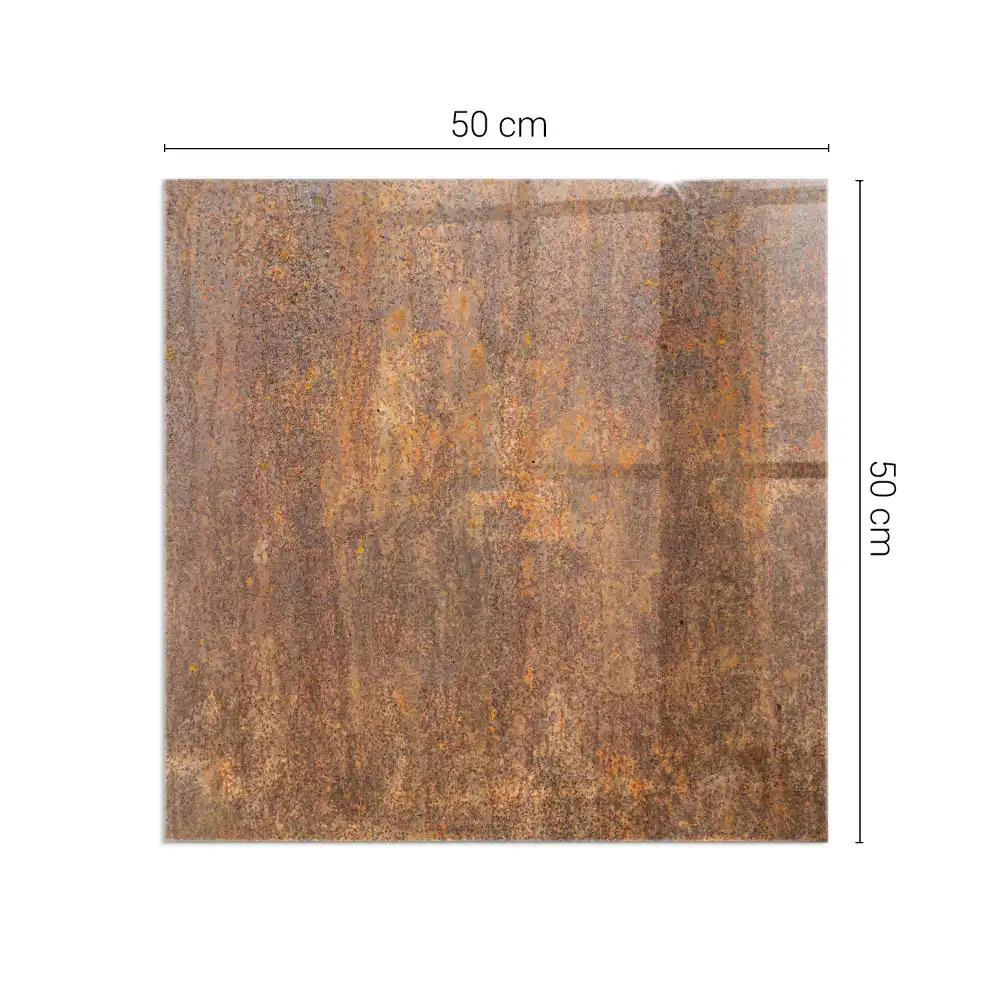 Placă de protecție pătrată pentru sobă cu aspect de metal ruginit