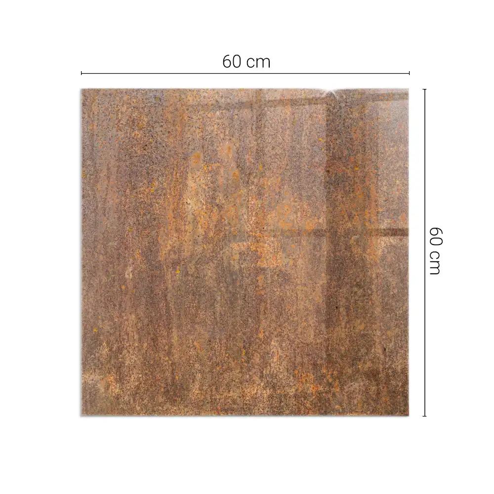 Placă de protecție pătrată pentru sobă cu aspect de metal ruginit