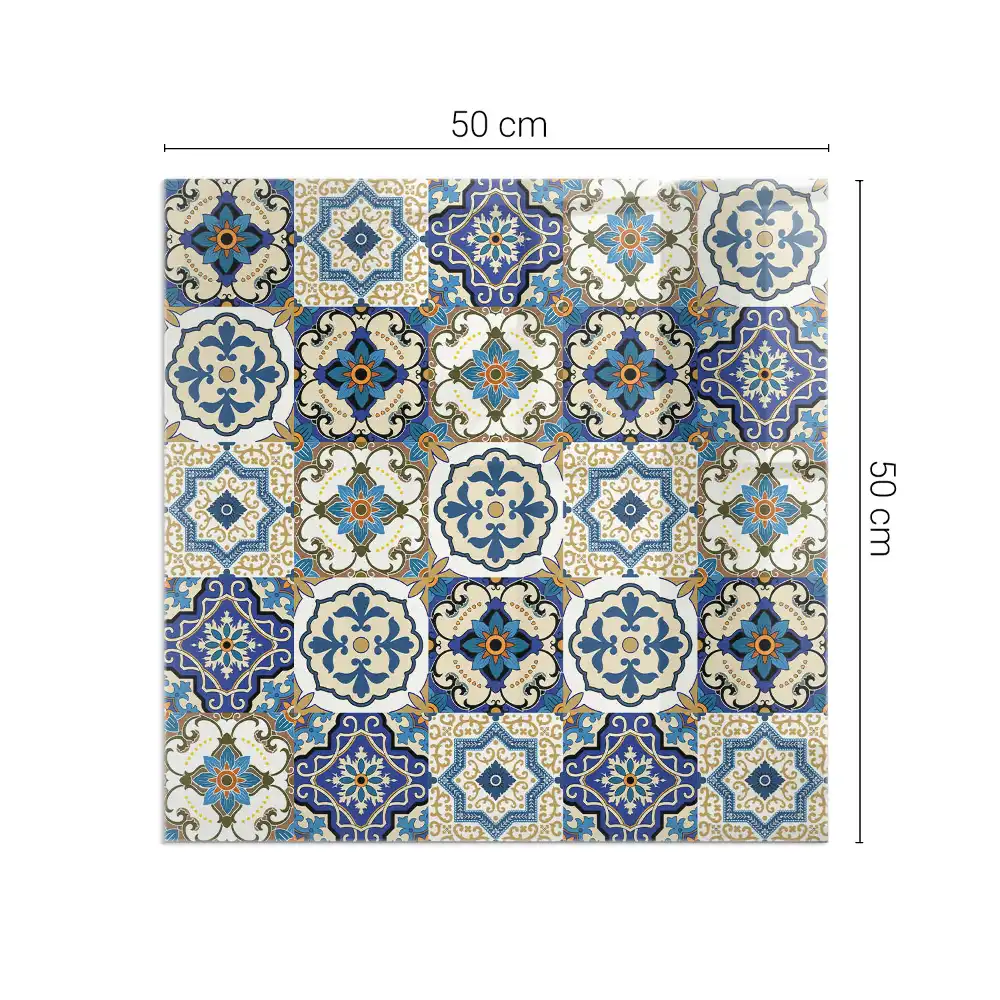 Placă de protecție pătrată pentru șemineu cu model mozaic floral