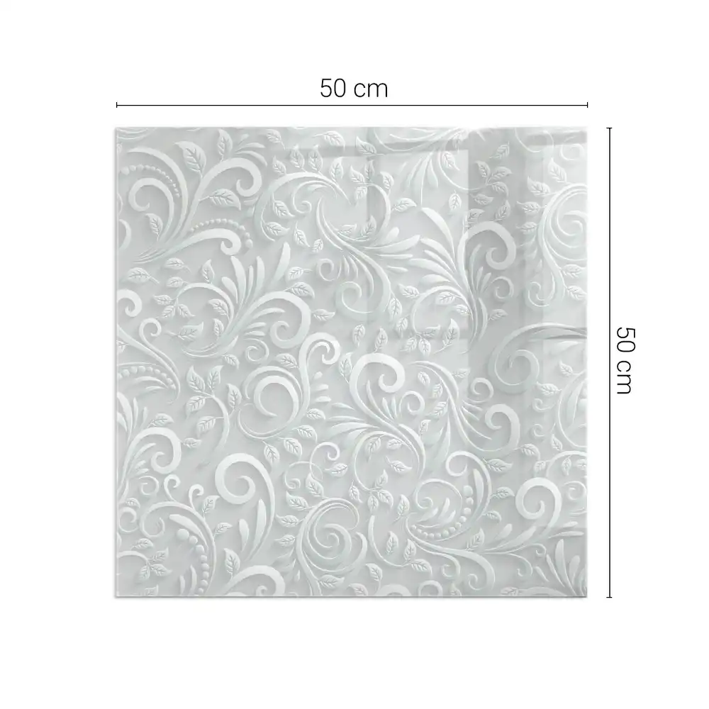 Placă de protecție pătrată din sticlă pentru șemineu cu model floral