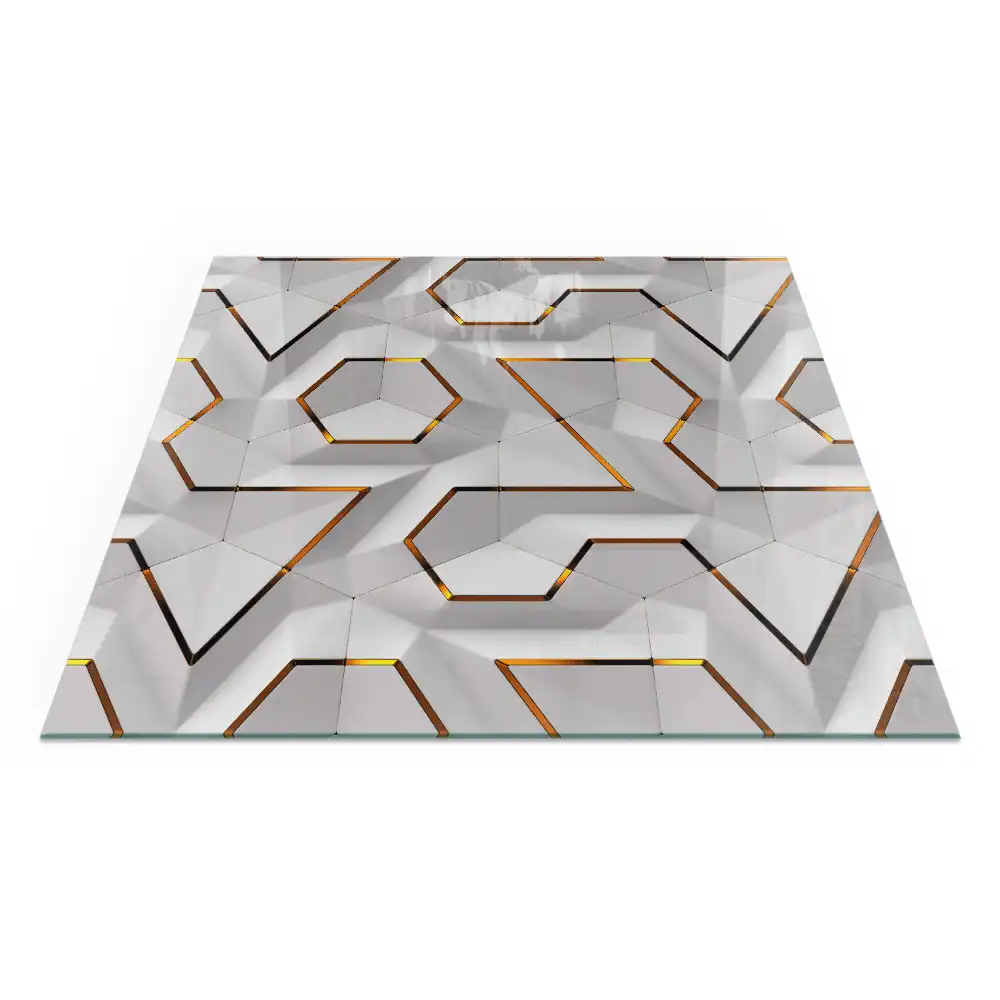 Sticlă pătrată pentru șemineu cu model geometric 3D