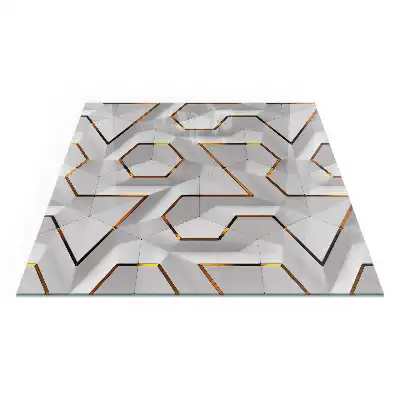 Sticlă pătrată pentru șemineu cu model geometric 3D