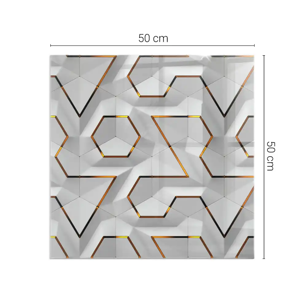 Sticlă pătrată pentru șemineu cu model geometric 3D