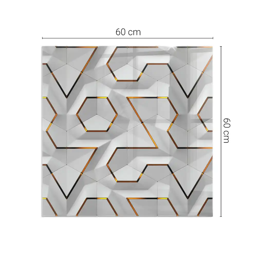 Sticlă pătrată pentru șemineu cu model geometric 3D