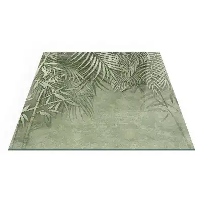 Sticlă de protecție pătrată pentru șemineu cu model de frunze tropicale