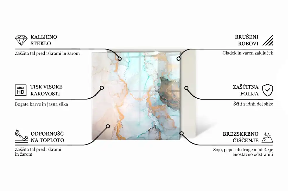 Placă de sticlă pătrată pentru șemineu de culoare marină