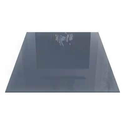 Placă pătrată din sticlă pentru șemineu de culoare albastru închis
