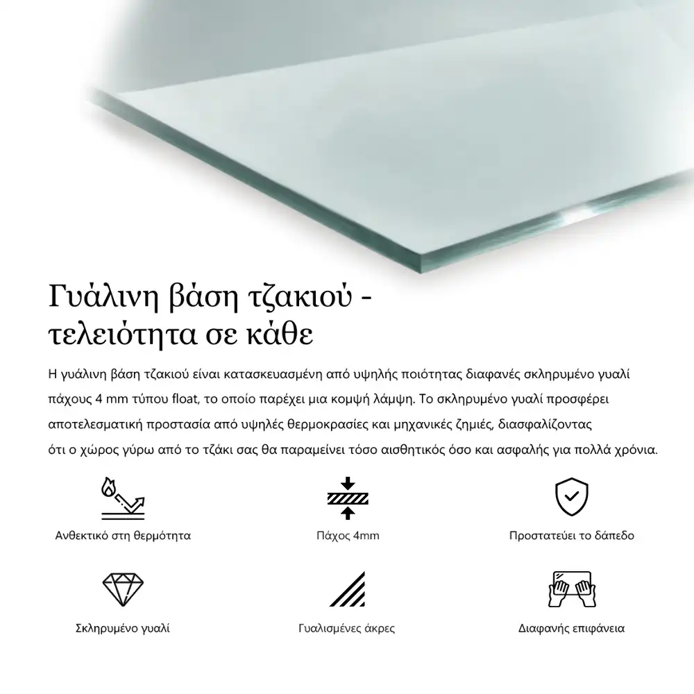 Placă de protecție din sticlă securizată pentru sobă, formă pătrată, transparentă
