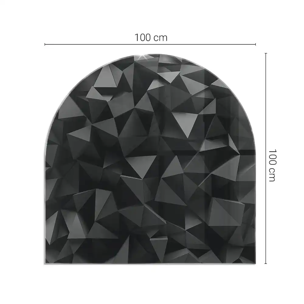 Placă de protecție din sticlă securizată sub sobă cu design geometric tridimensional