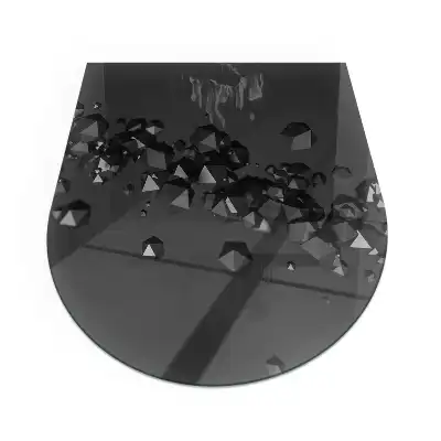 Placă de sticlă semiovală pentru șemineu cu model abstract de nori
