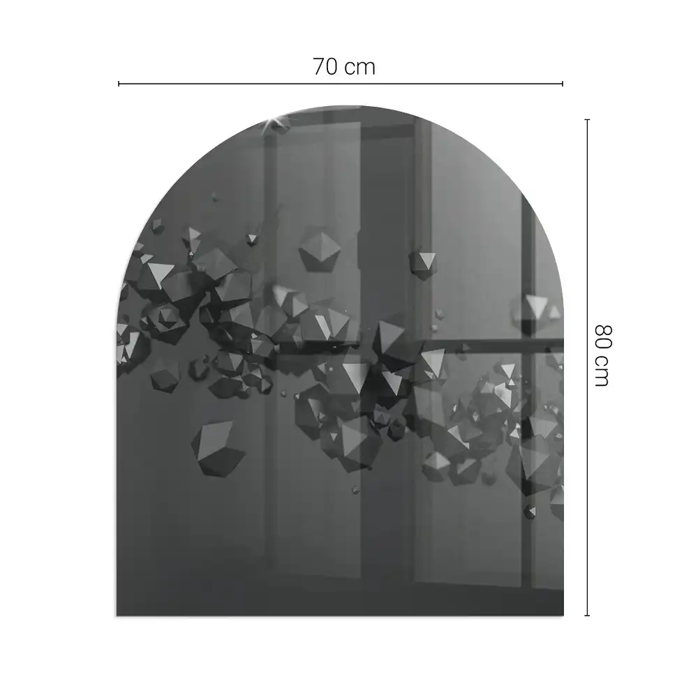 Placă de sticlă semiovală pentru șemineu cu model abstract de nori