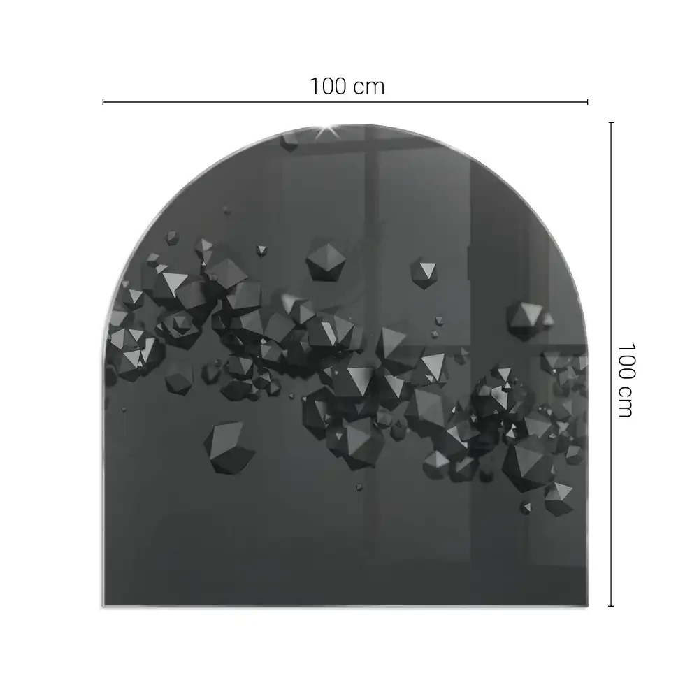Placă de sticlă semiovală pentru șemineu cu model abstract de nori