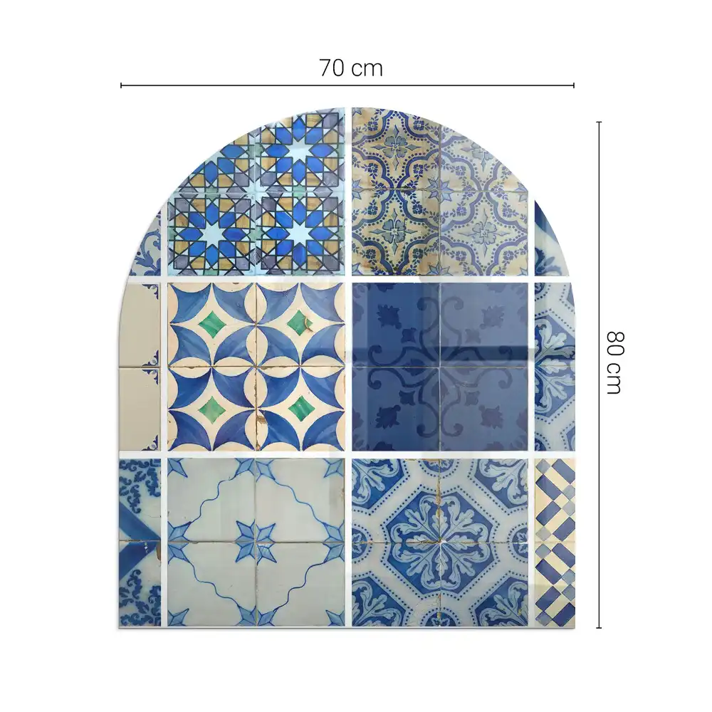 Placă de sticlă semiovală pentru protecția pardoselii sub șemineu
