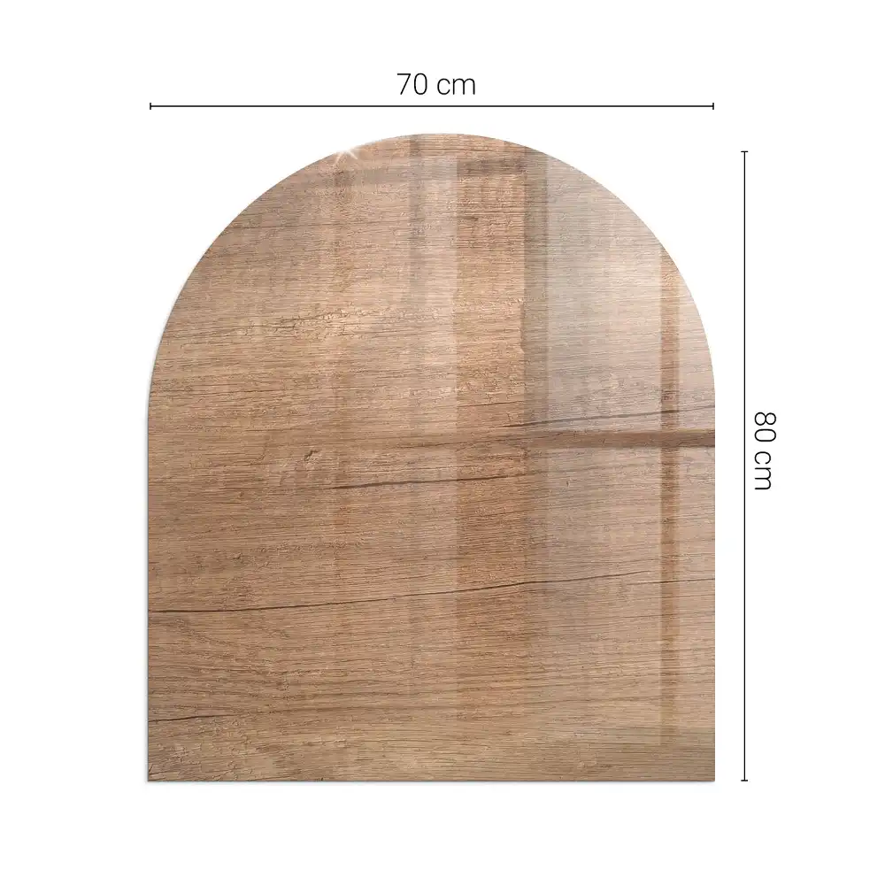 Placă de protecție pentru șemineu semiovală cu aspect de lemn natural