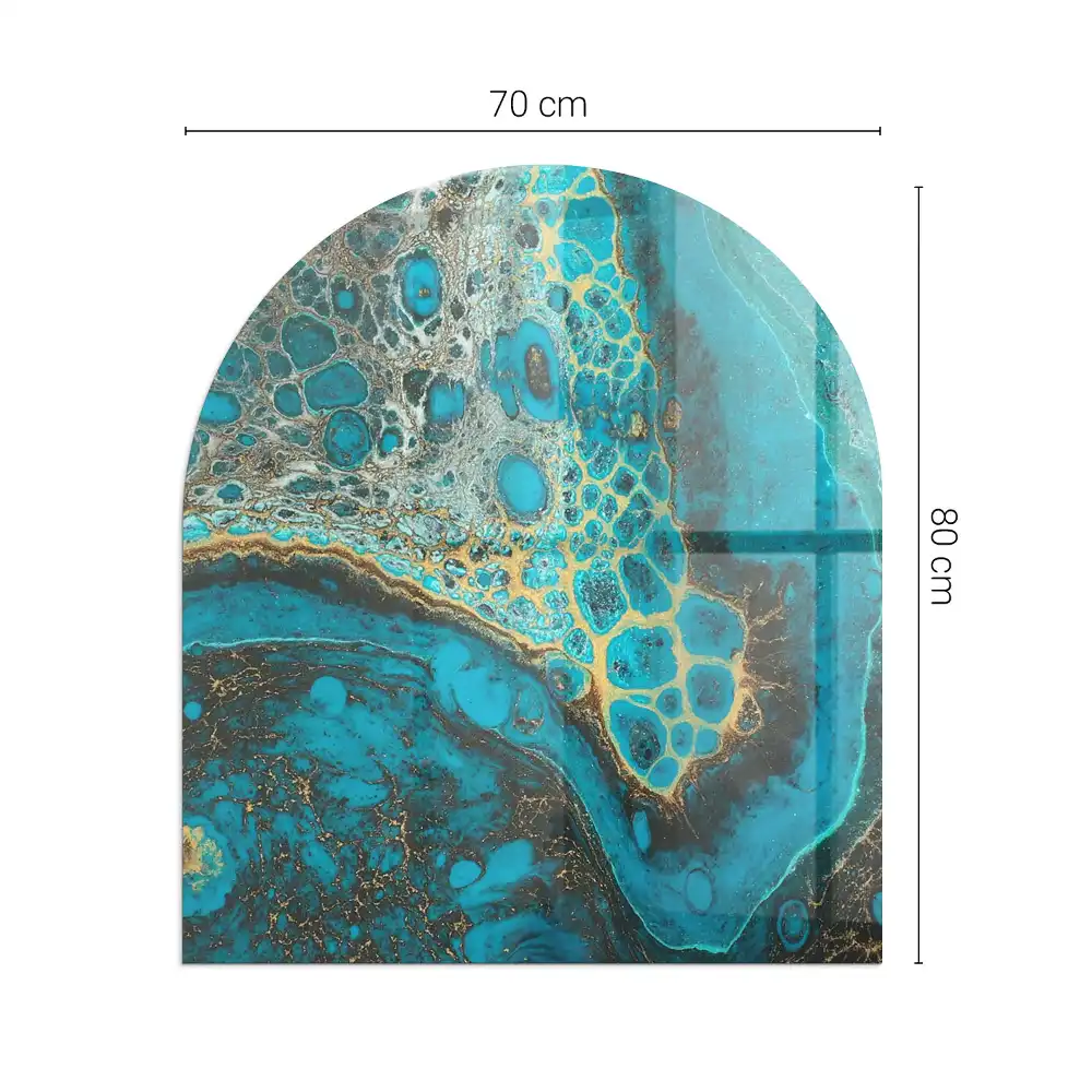 Sticlă securizată de protecție sub sobă cu model abstract organic în formă semiovală