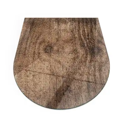 Placă de protecție din sticlă securizată sub sobă, formă semiovală, model aspect lemn natural