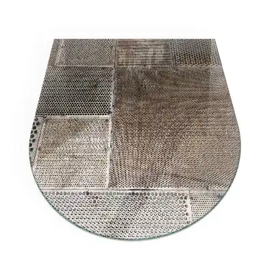 Placă de sticlă semiovală pentru șemineu cu model tablă perforată